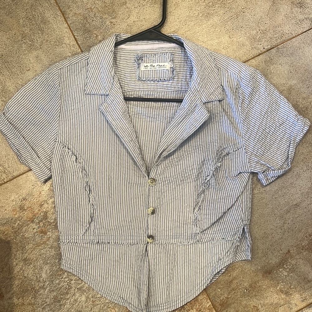 Free people cropped button up